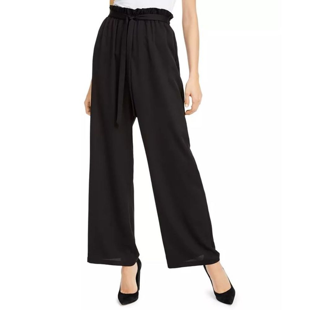 BCX Junior's Wide Leg Paperbag Pants Black Size X-Large